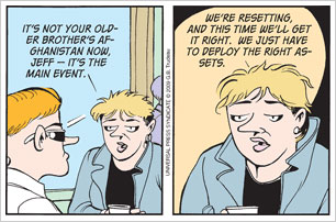 TODAY'S DOONESBURY: Spook with benefits.