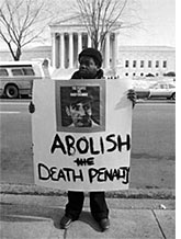 Anti-death-penalty protester outside the Supreme Court