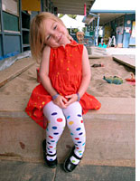 Smiling in polka dots