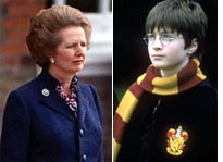 Margaret Thatcher and Daniel Radcliffe as Harry Potter