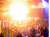 Hapless clubgoers are incinerated by Rain in the Desert's fireball-spewing light rig